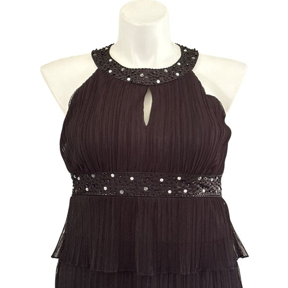 Jessica Howard Evenings NWT Black Tiered Keyhole Beaded Dress, Women's Size 14 - Picture 3 of 10